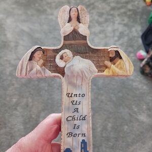 Nativity Cross Wall Decor - Cream and Pastel